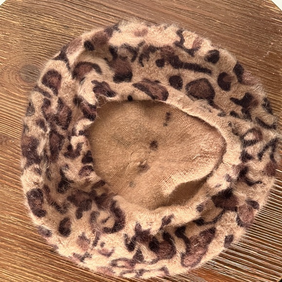 ADORA Leopard Pattern Beret - Brown and Black - Picture 7 of 9